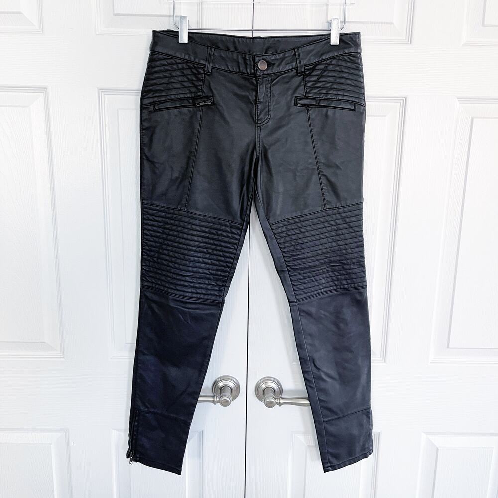 Free People Faux Leather Skinny Moto Pants in Black